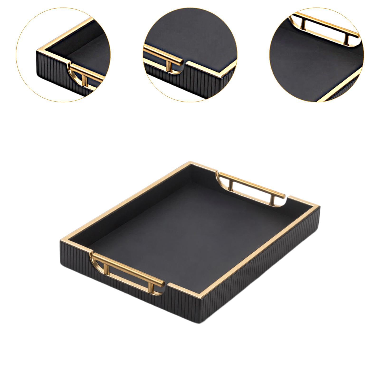 Food Tray Storage Tray with Metal Handles Rectangular for Sundries Cosmetics