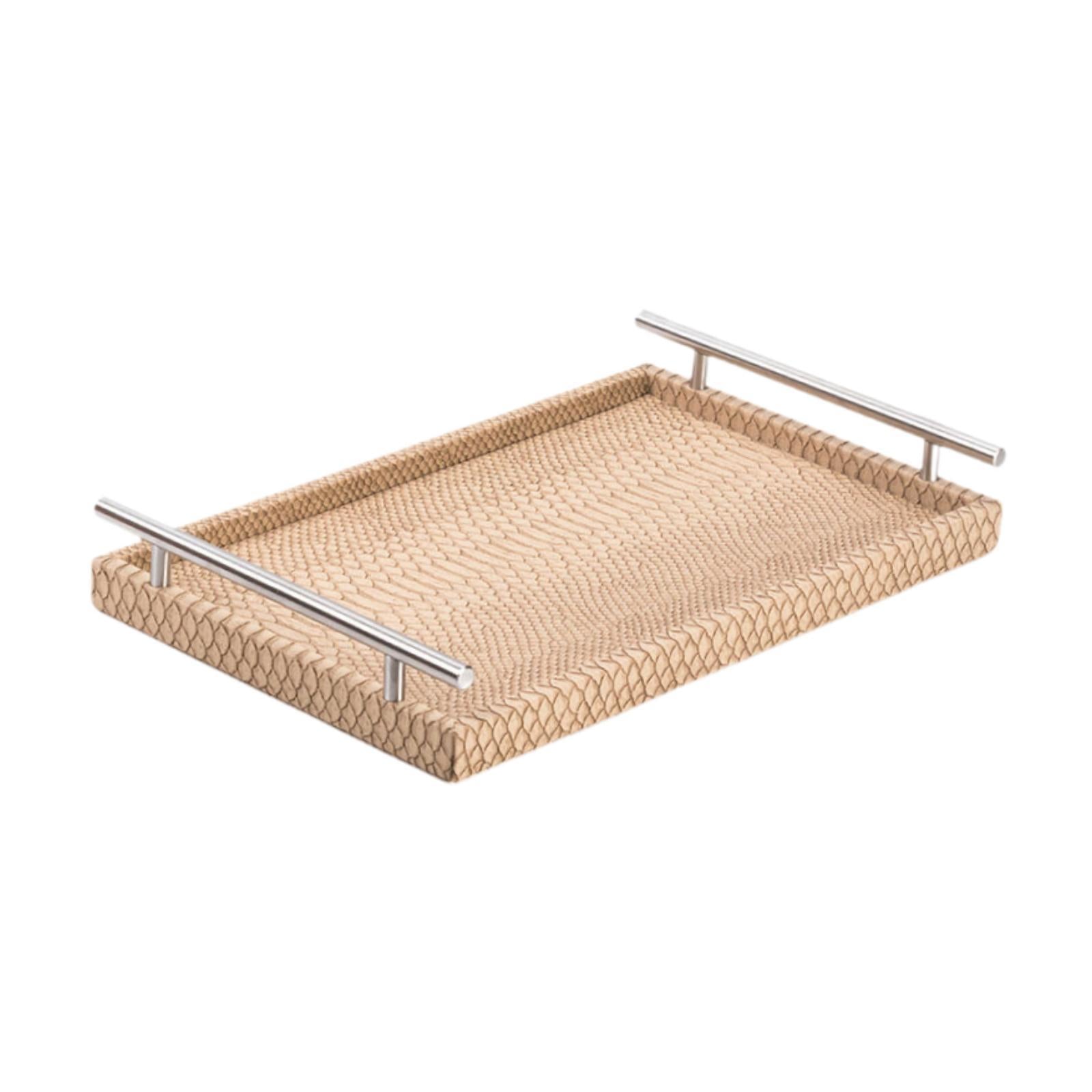 Ottoman Serving Tray Storage Tray Rectangle 15.8x9.8x2.3inch for Living Room