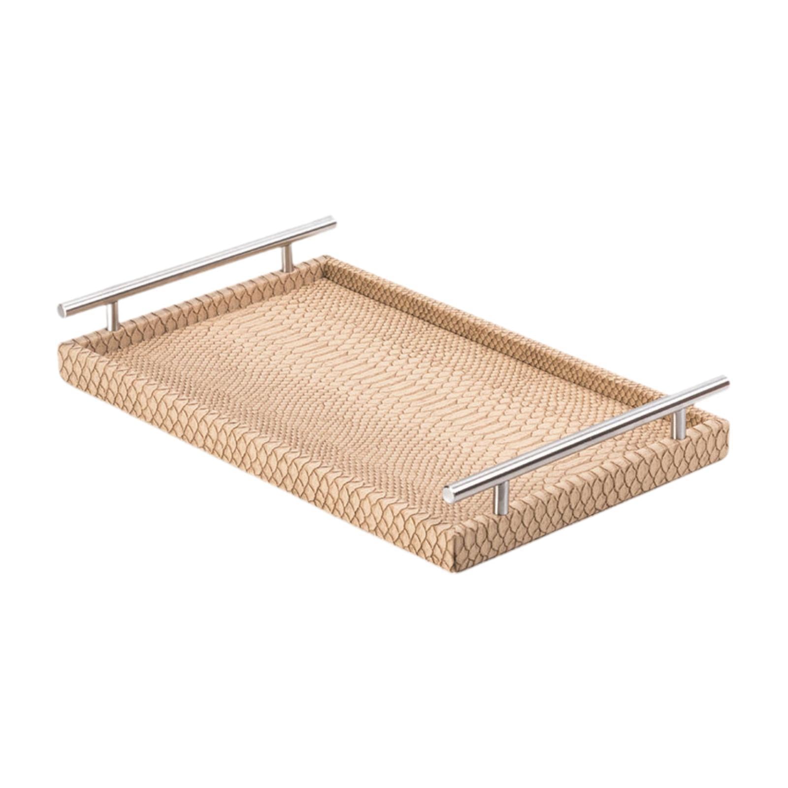 Ottoman Serving Tray Storage Tray Rectangle 15.8x9.8x2.3inch for Living Room