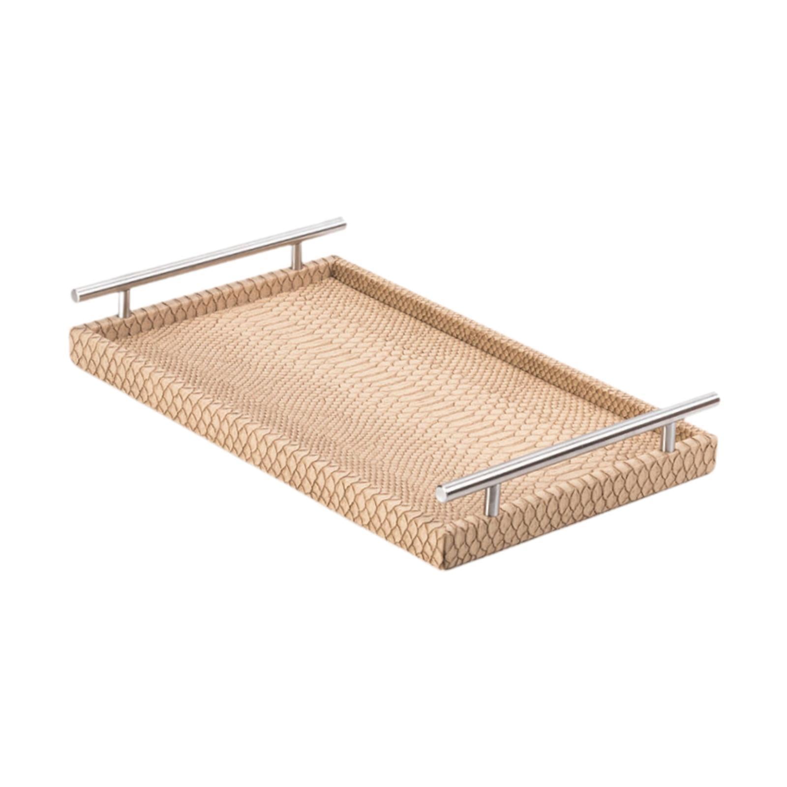 Ottoman Serving Tray Storage Tray Rectangle 15.8x9.8x2.3inch for Living Room