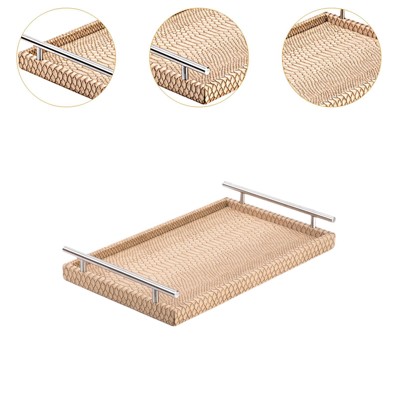 Ottoman Serving Tray Storage Tray Rectangle 15.8x9.8x2.3inch for Living Room