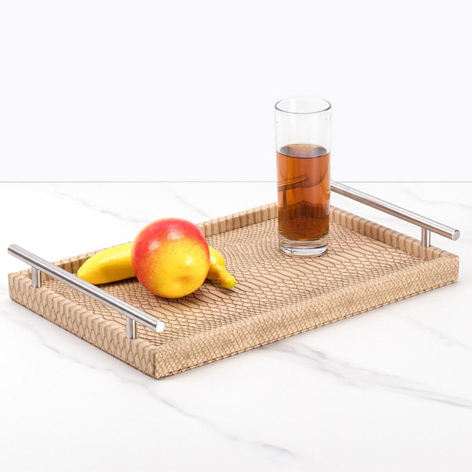 Ottoman Serving Tray Storage Tray Rectangle 15.8x9.8x2.3inch for Living Room