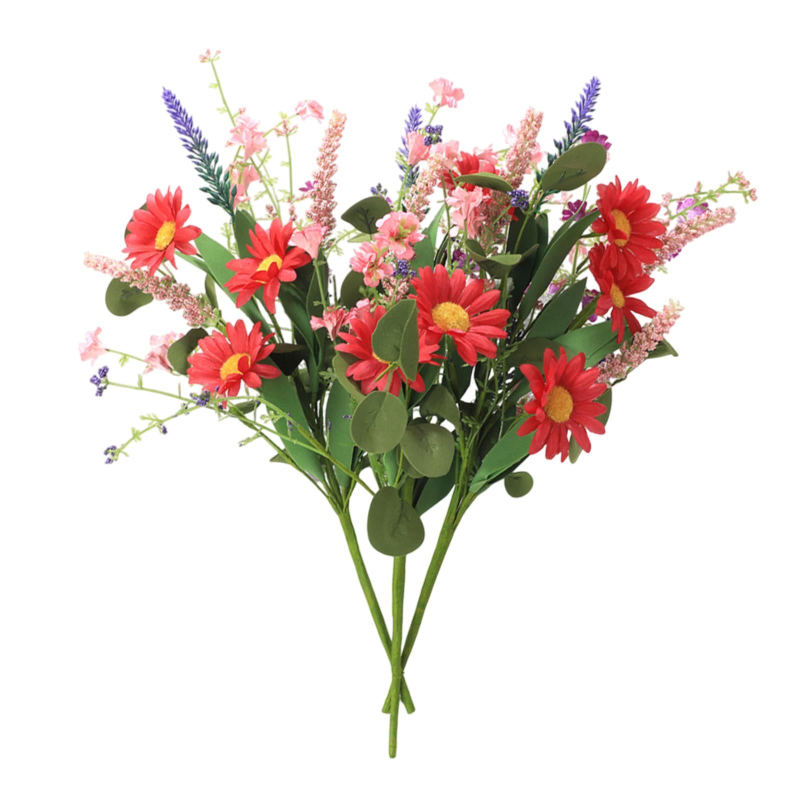 3x 15.7inch Simulated Sunflowers Flower Picks for Summer Flower Arrangements Red