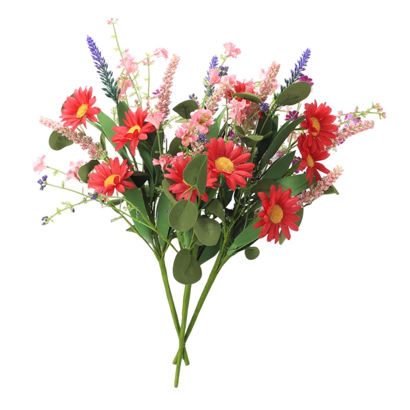 3x 15.7inch Simulated Sunflowers Flower Picks for Summer Flower Arrangements Red