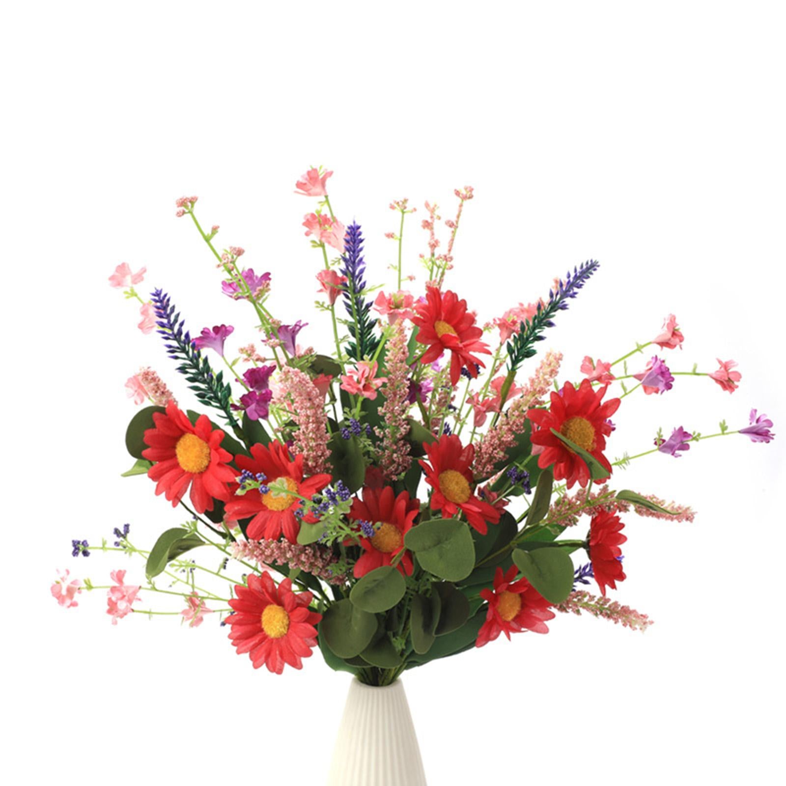 3x 15.7inch Simulated Sunflowers Flower Picks for Summer Flower Arrangements Red