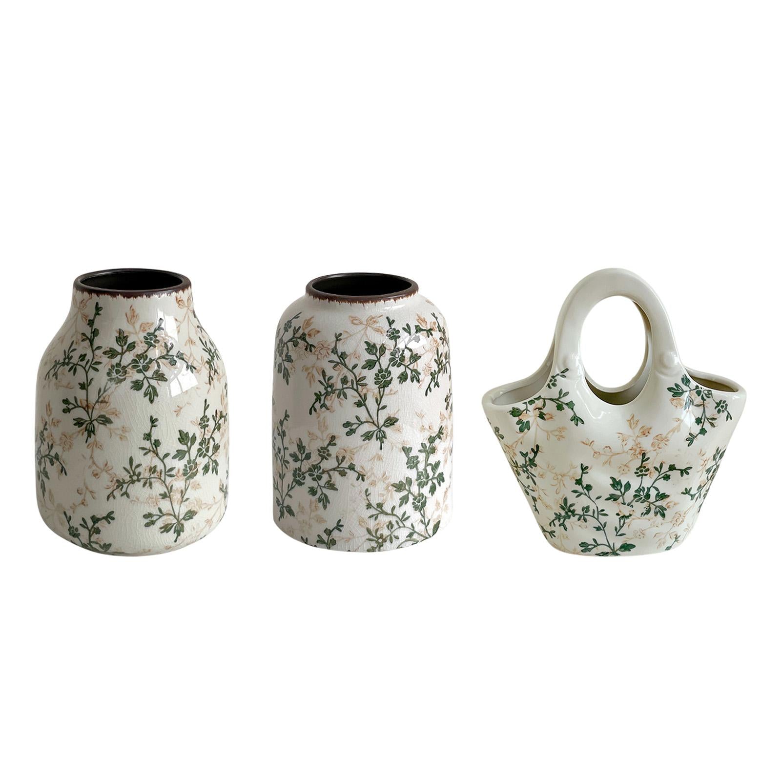 Ceramic Chinoiserie Floral Vase Table Centerpieces Indoor Rustic Flower Vase Style A