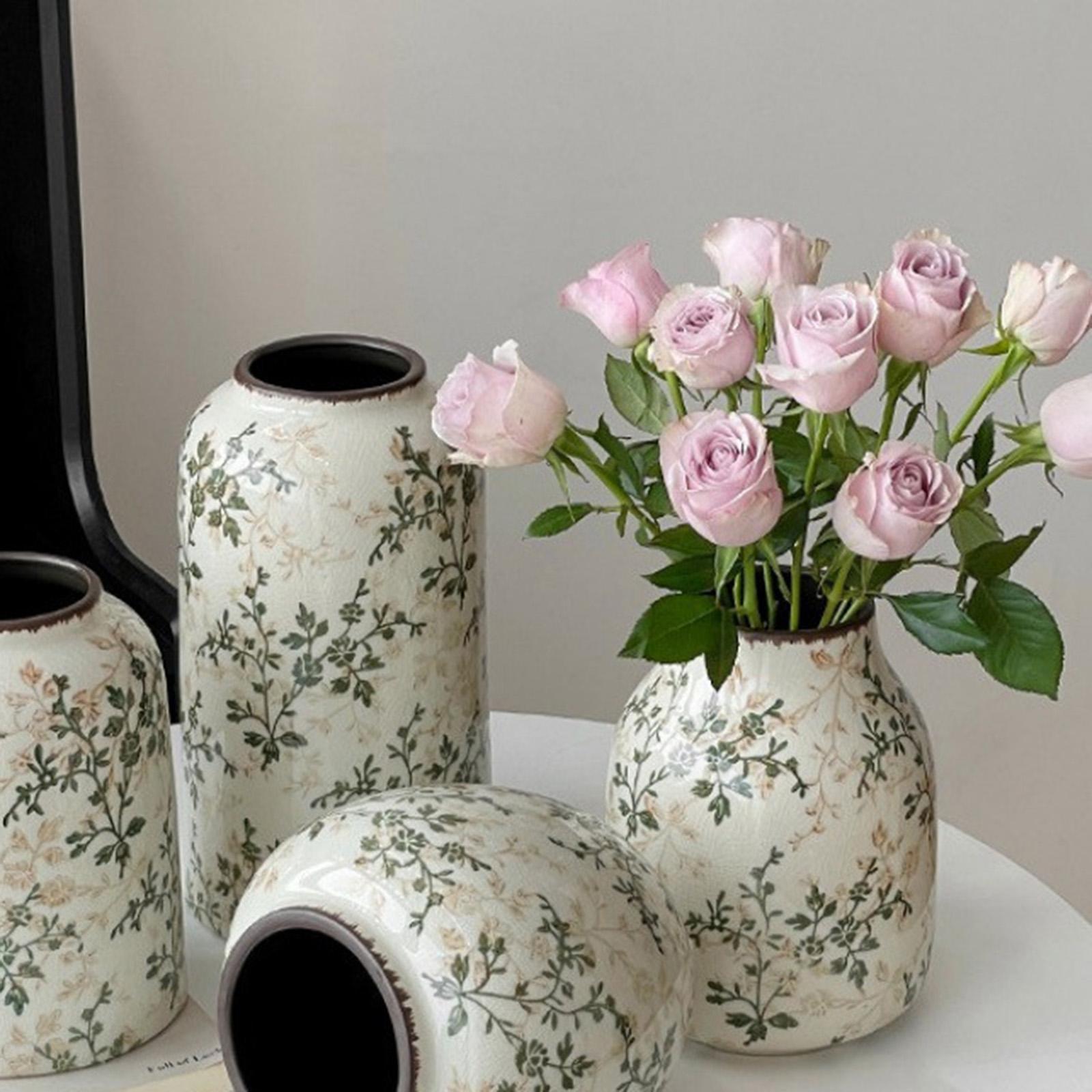 Ceramic Chinoiserie Floral Vase Table Centerpieces Indoor Rustic Flower Vase Style A