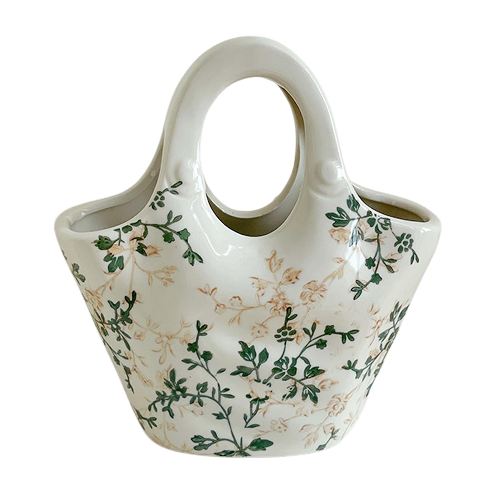 Ceramic Chinoiserie Floral Vase Table Centerpieces Indoor Rustic Flower Vase Style C