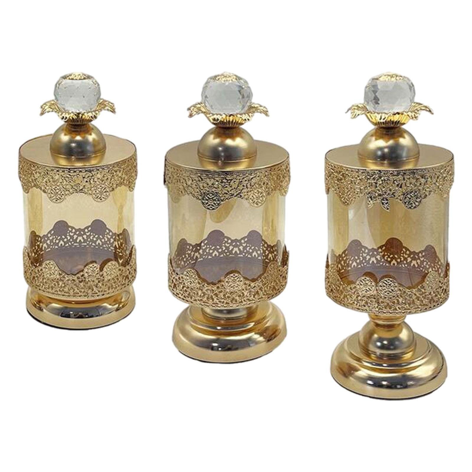 European Luxury Glass Storage Jar Kitchen Sugar Table Centerpieces Candy Jar 21cmx10.5cm