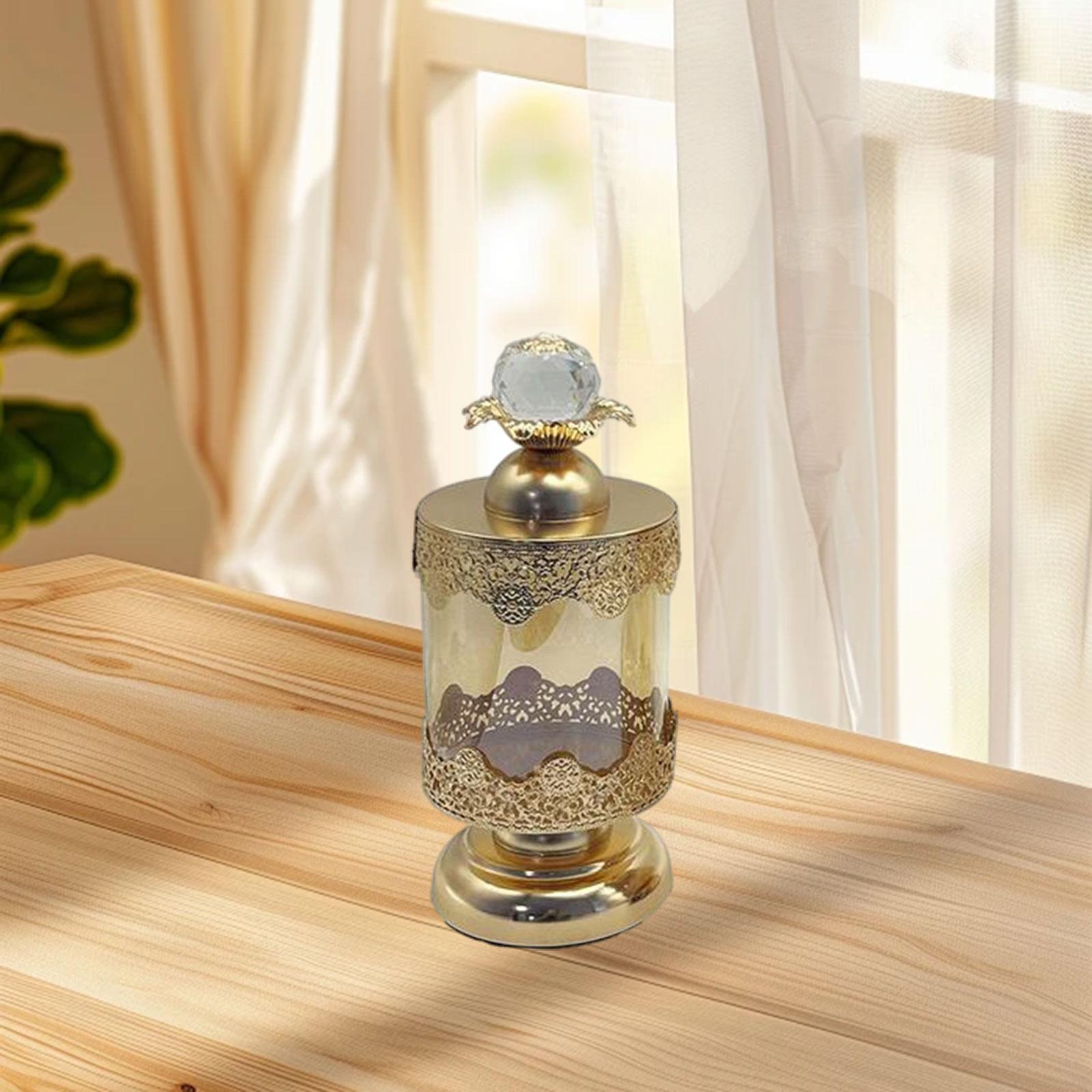 European Luxury Glass Storage Jar Kitchen Sugar Table Centerpieces Candy Jar 24cmx10.5cm