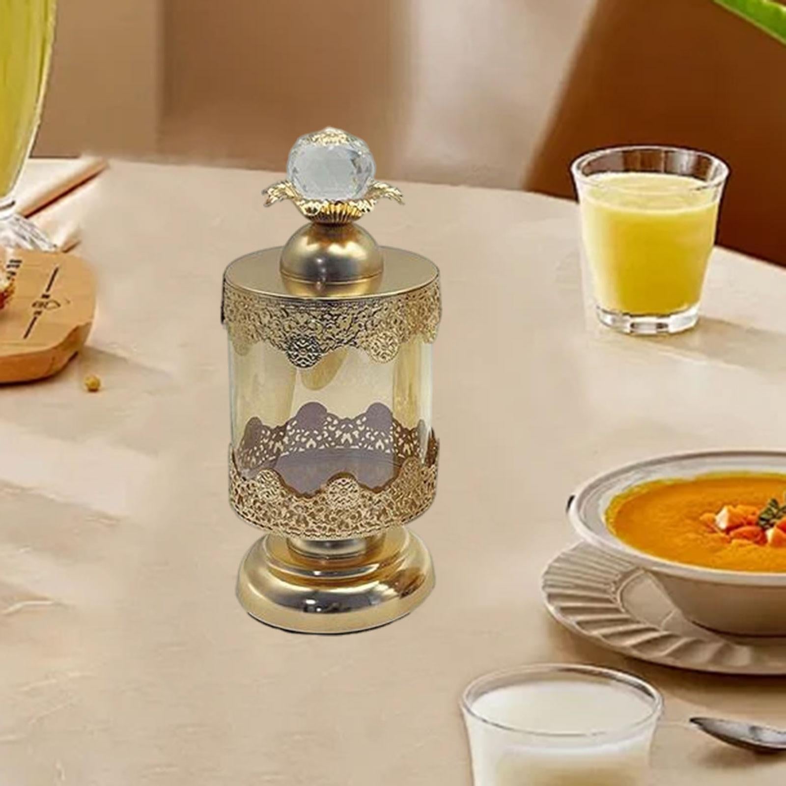 European Luxury Glass Storage Jar Kitchen Sugar Table Centerpieces Candy Jar 24cmx10.5cm
