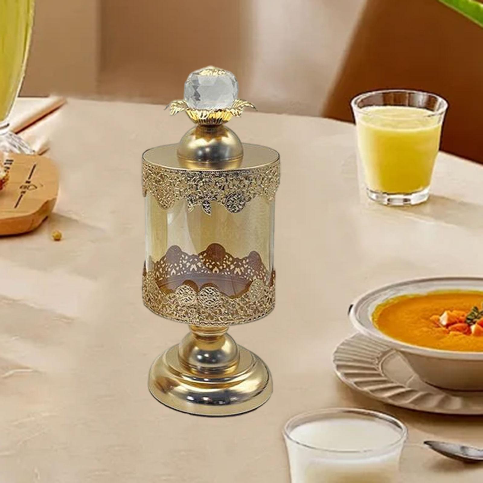 European Luxury Glass Storage Jar Kitchen Sugar Table Centerpieces Candy Jar 26cmx10.5cm