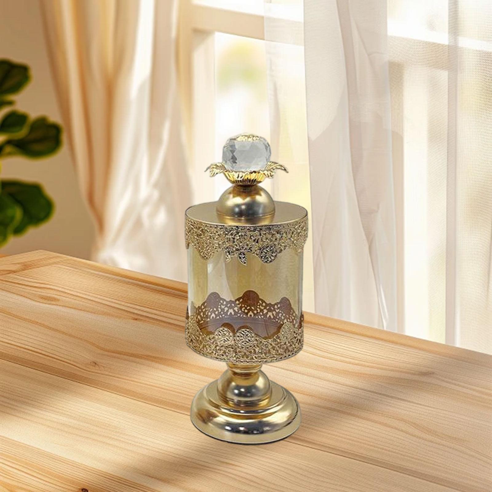 European Luxury Glass Storage Jar Kitchen Sugar Table Centerpieces Candy Jar 26cmx10.5cm
