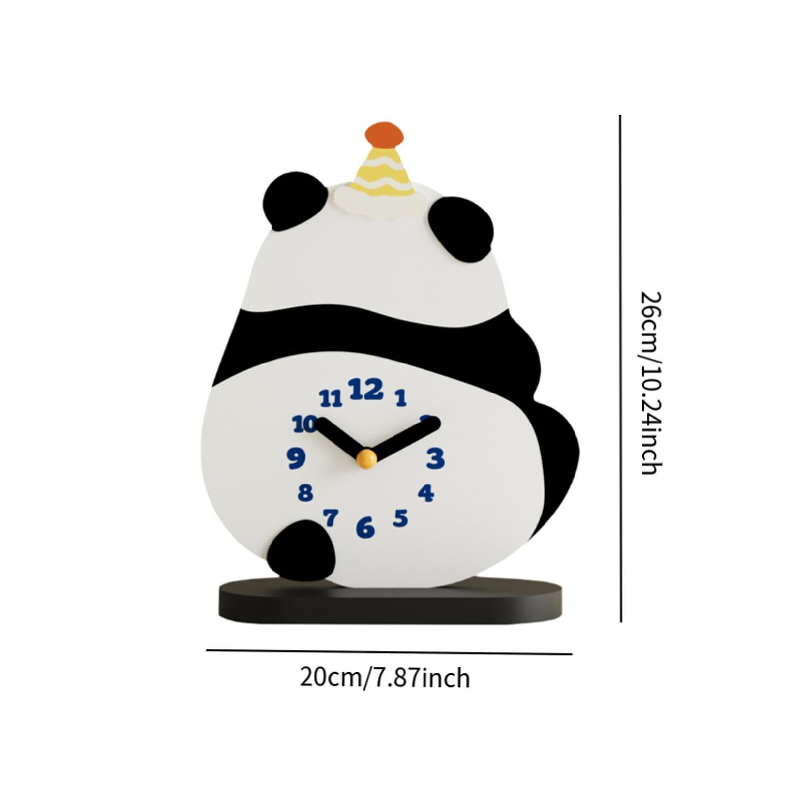 Panda Desktop Clock Cute Modern Tabletop Decor for Shelf Bedroom Living Room