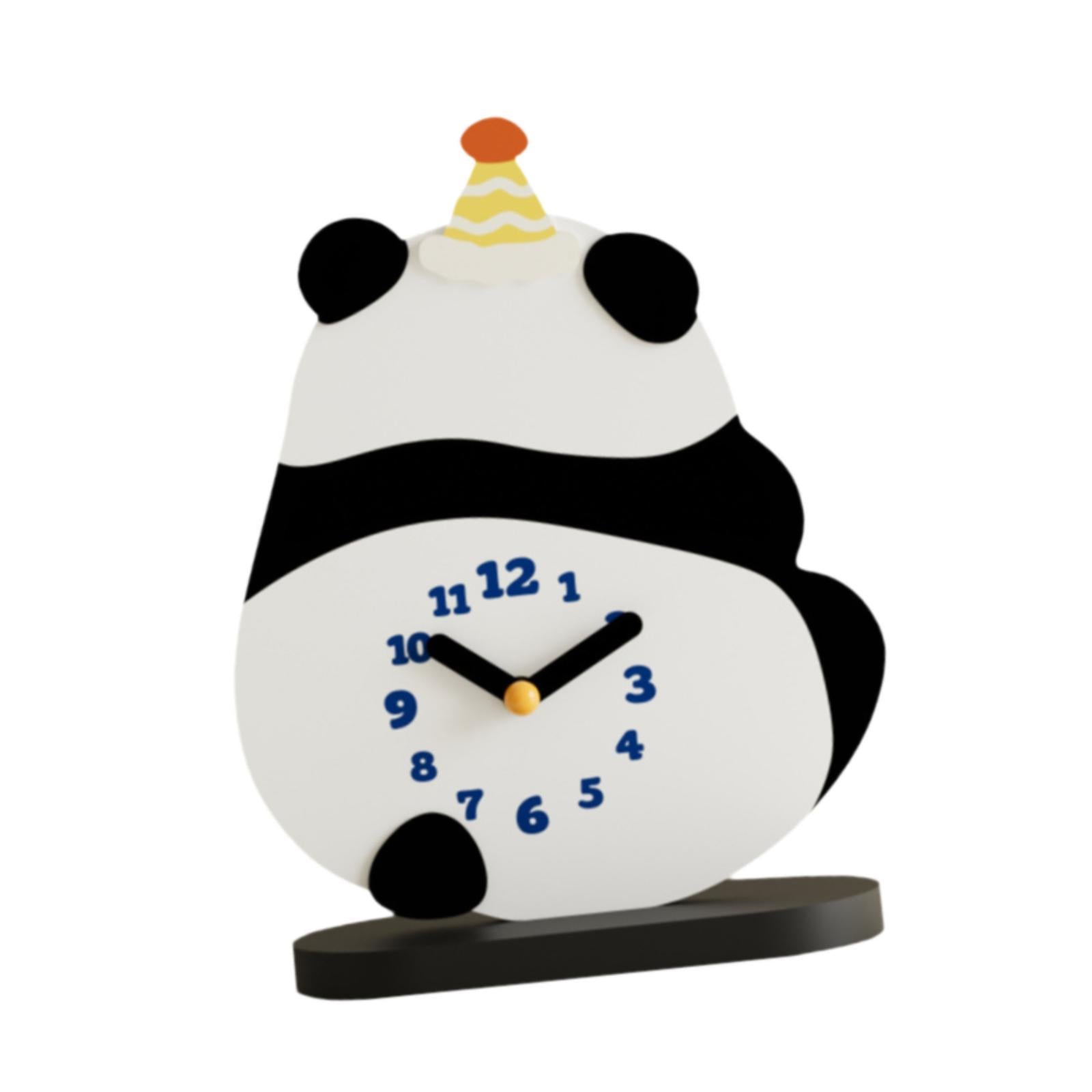 Panda Desktop Clock Cute Modern Tabletop Decor for Shelf Bedroom Living Room
