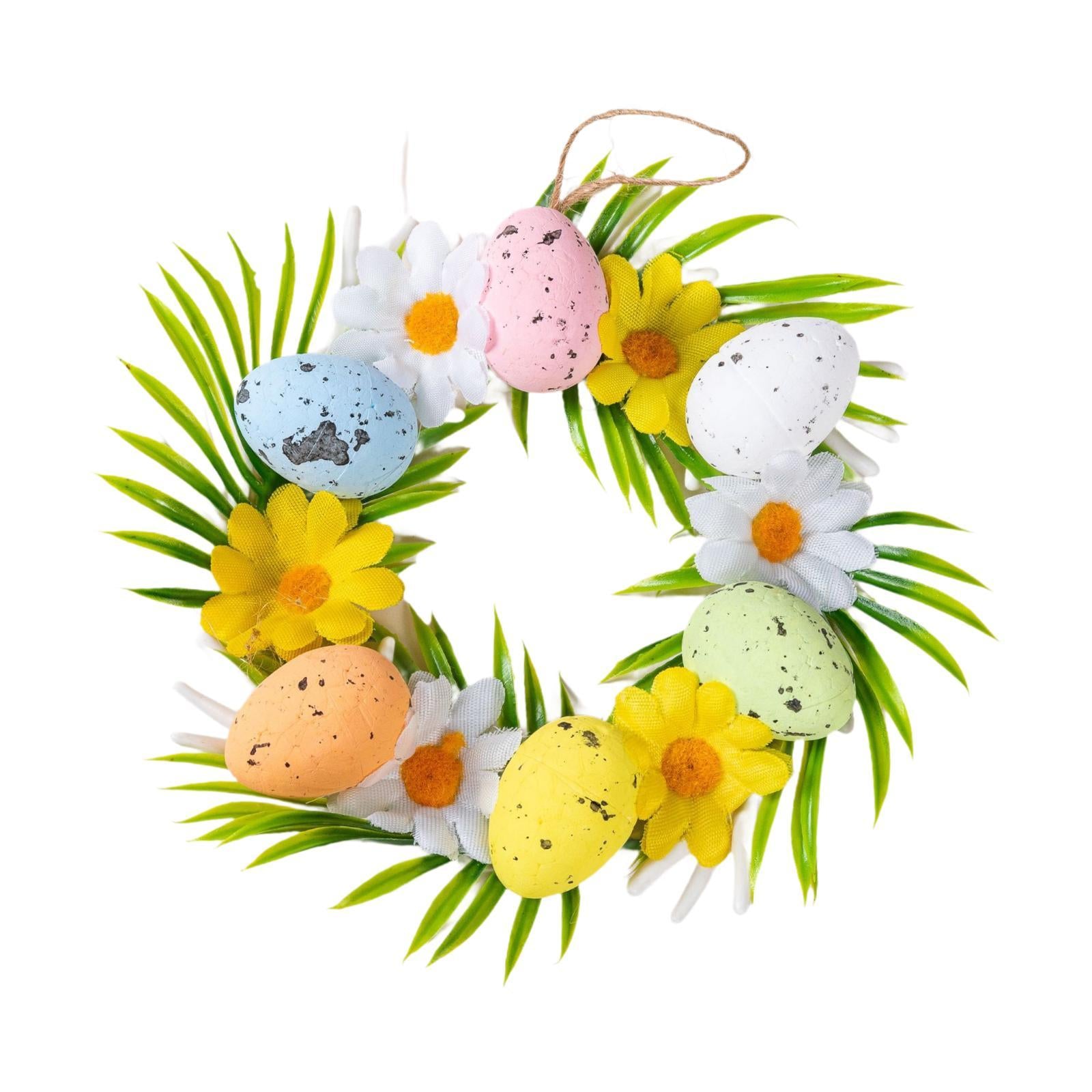 Easter Eggs Artificial Wreath Cute Easter Decor for Door Indoor Outdoor Wall