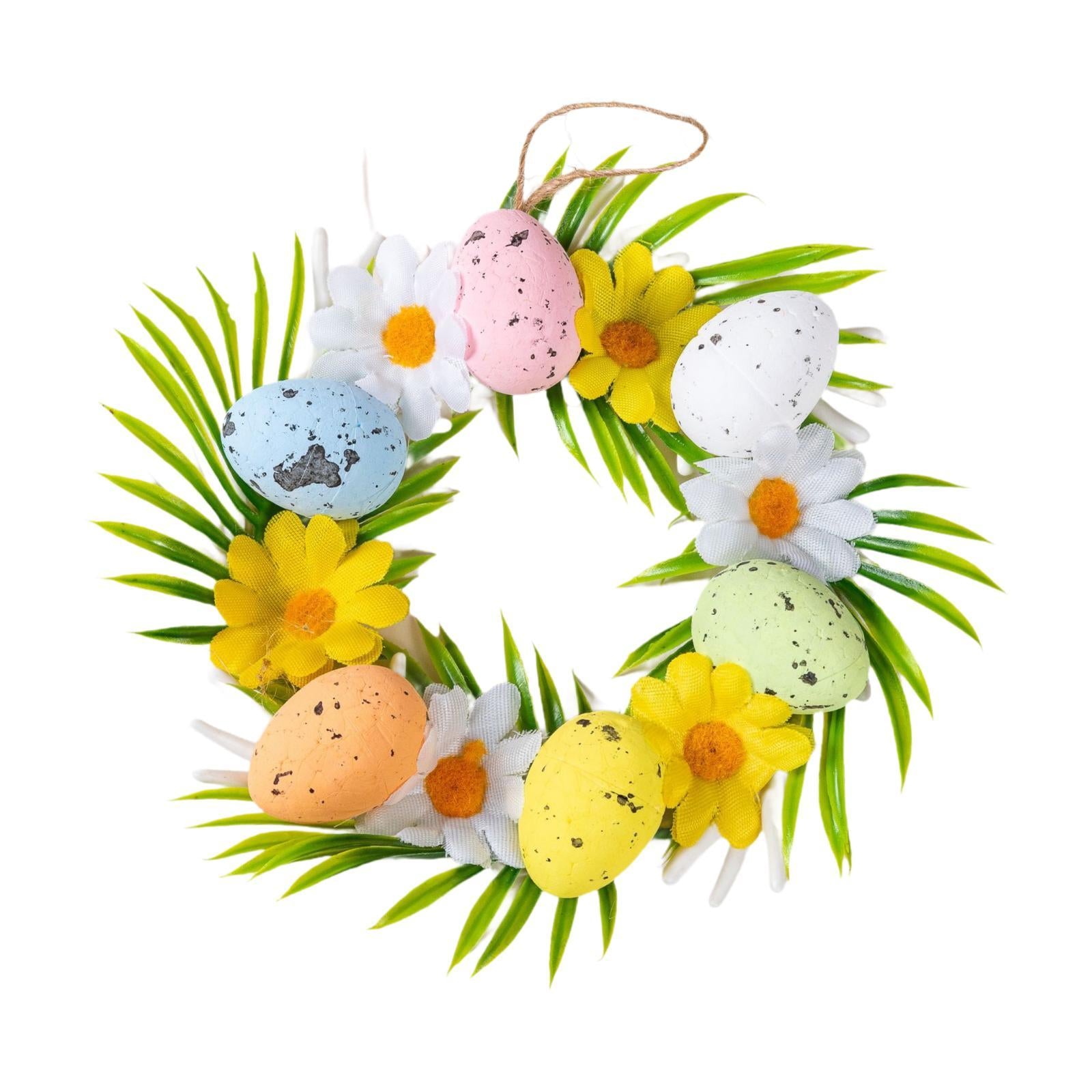 Easter Eggs Artificial Wreath Cute Easter Decor for Door Indoor Outdoor Wall