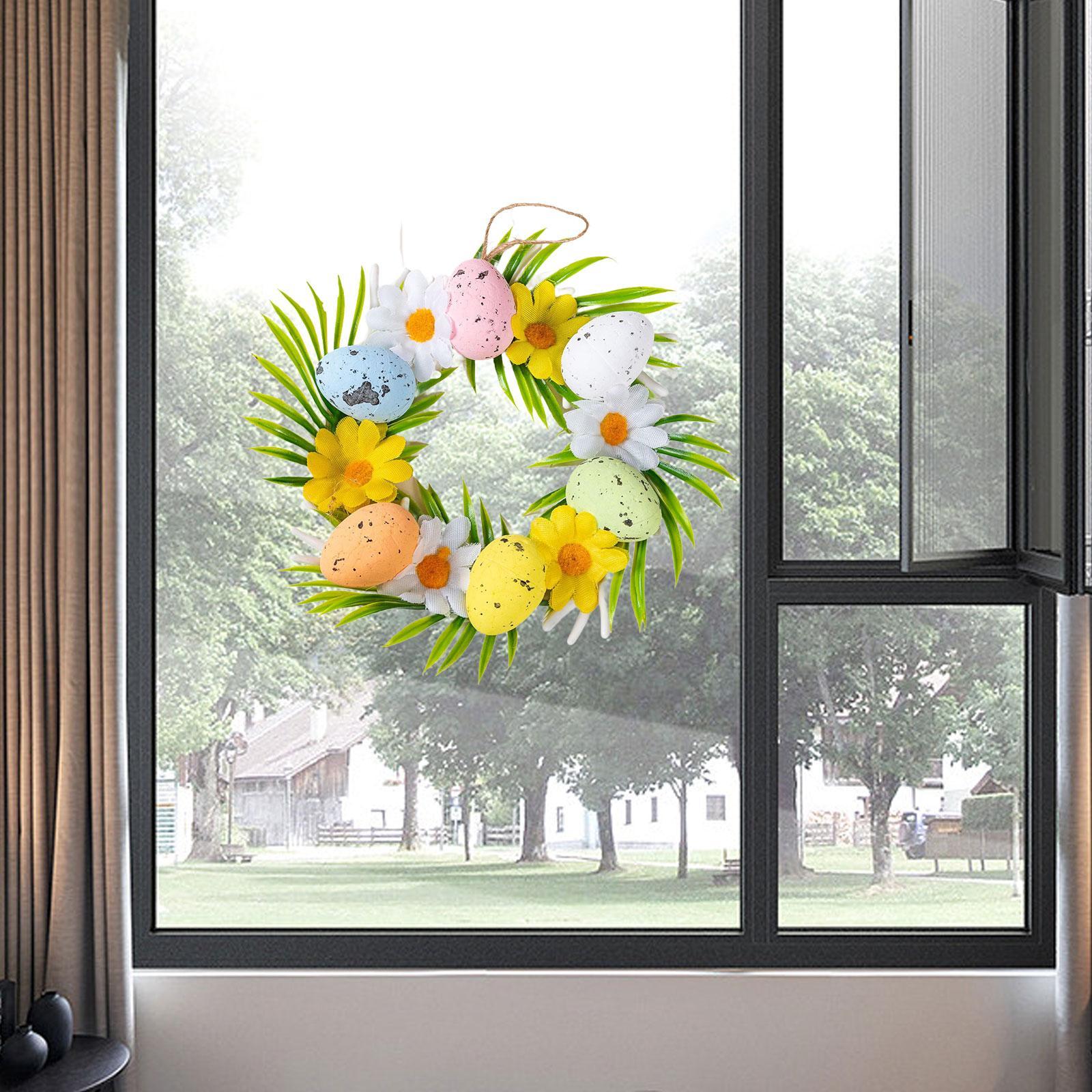 Easter Eggs Artificial Wreath Cute Easter Decor for Door Indoor Outdoor Wall