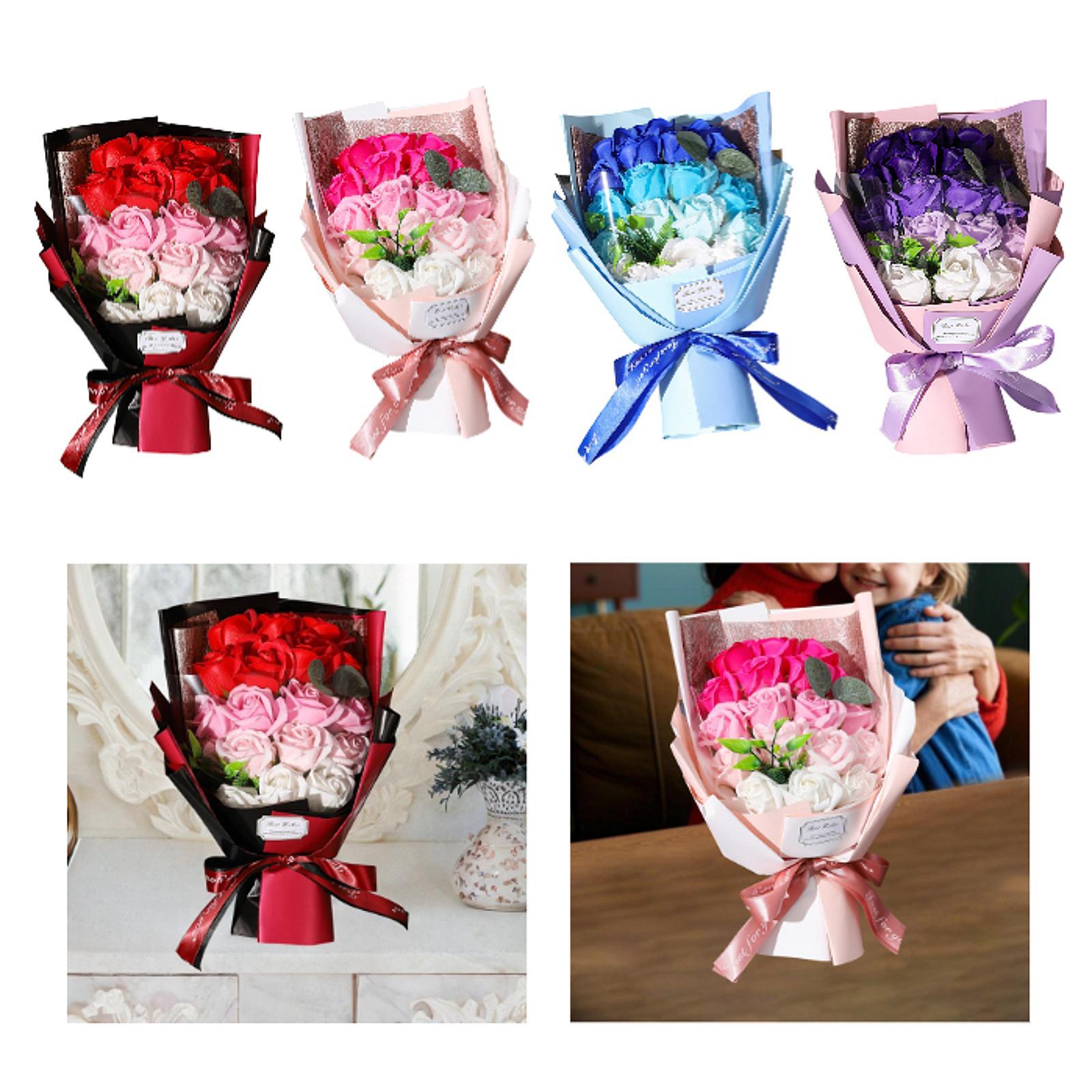 Valentine Soap Roses Bouquet Engagement Flower Arrangements for Wife Her Him Red