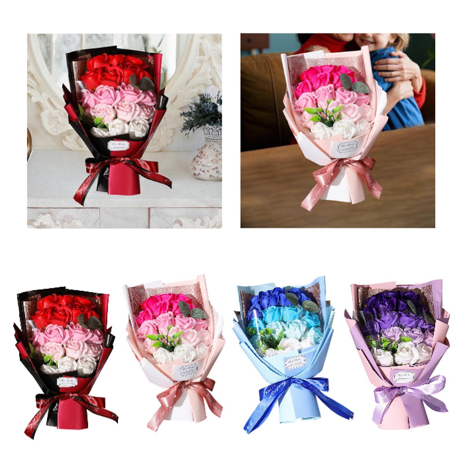 Valentine Soap Roses Bouquet Engagement Flower Arrangements for Wife Her Him Red