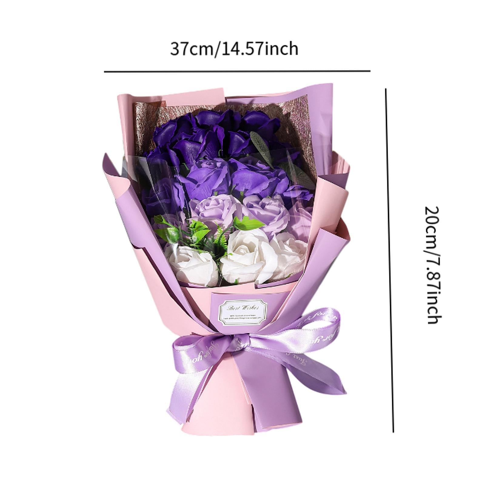 Valentine Soap Roses Bouquet Engagement Flower Arrangements for Wife Her Him Purple