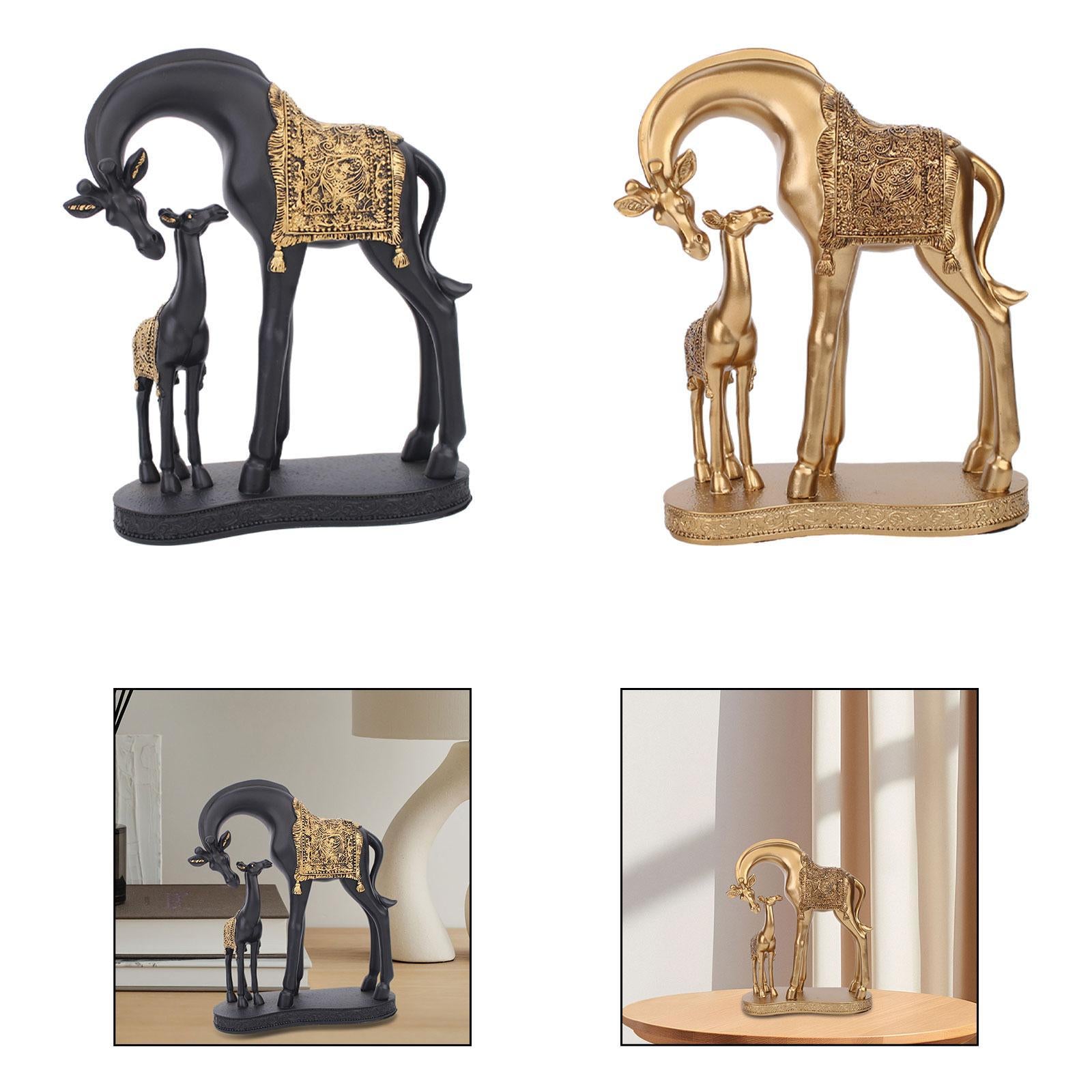 Giraffe Statue Resin Desktop Ornament for Living Room Table Centerpiece Desk Black