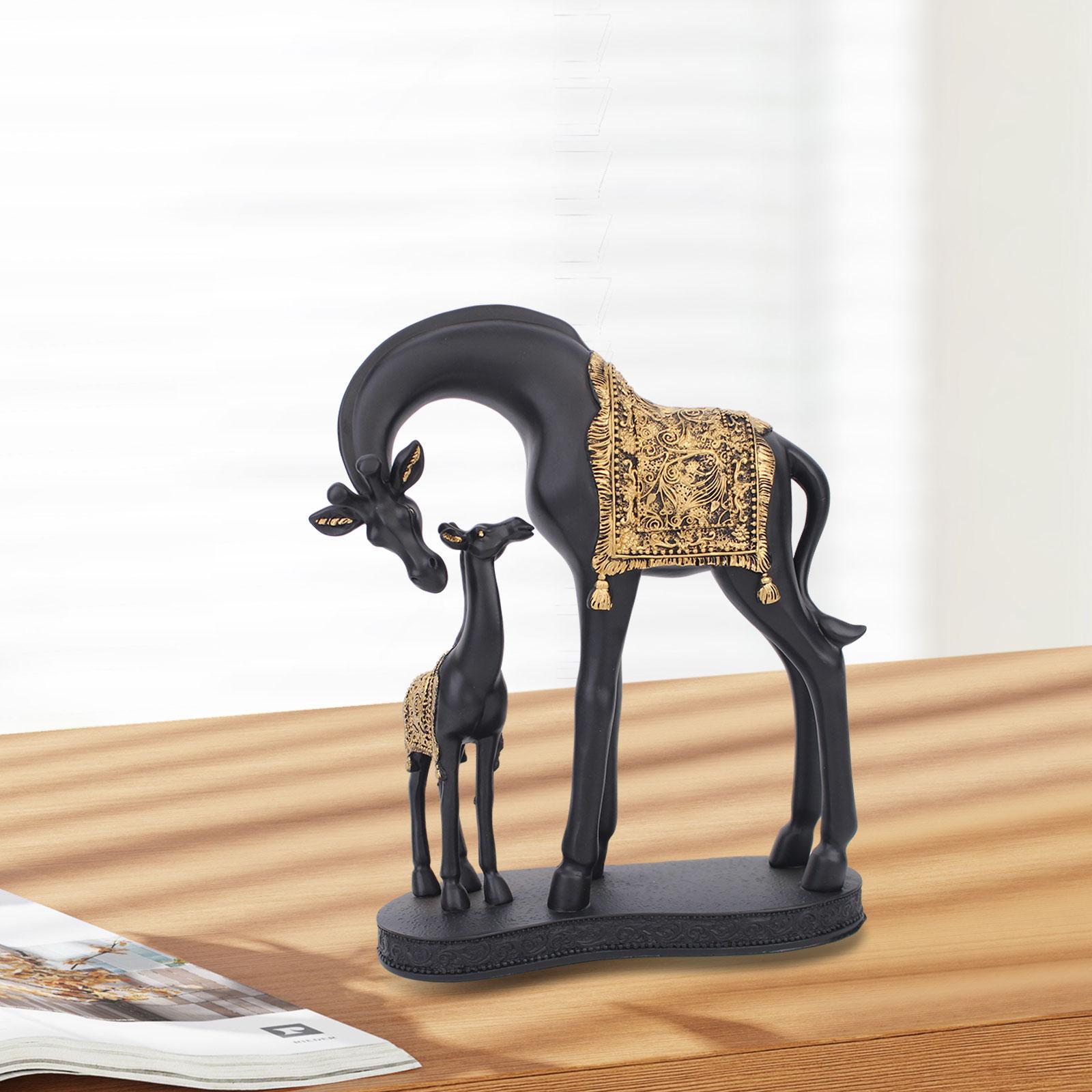 Giraffe Statue Resin Desktop Ornament for Living Room Table Centerpiece Desk Black