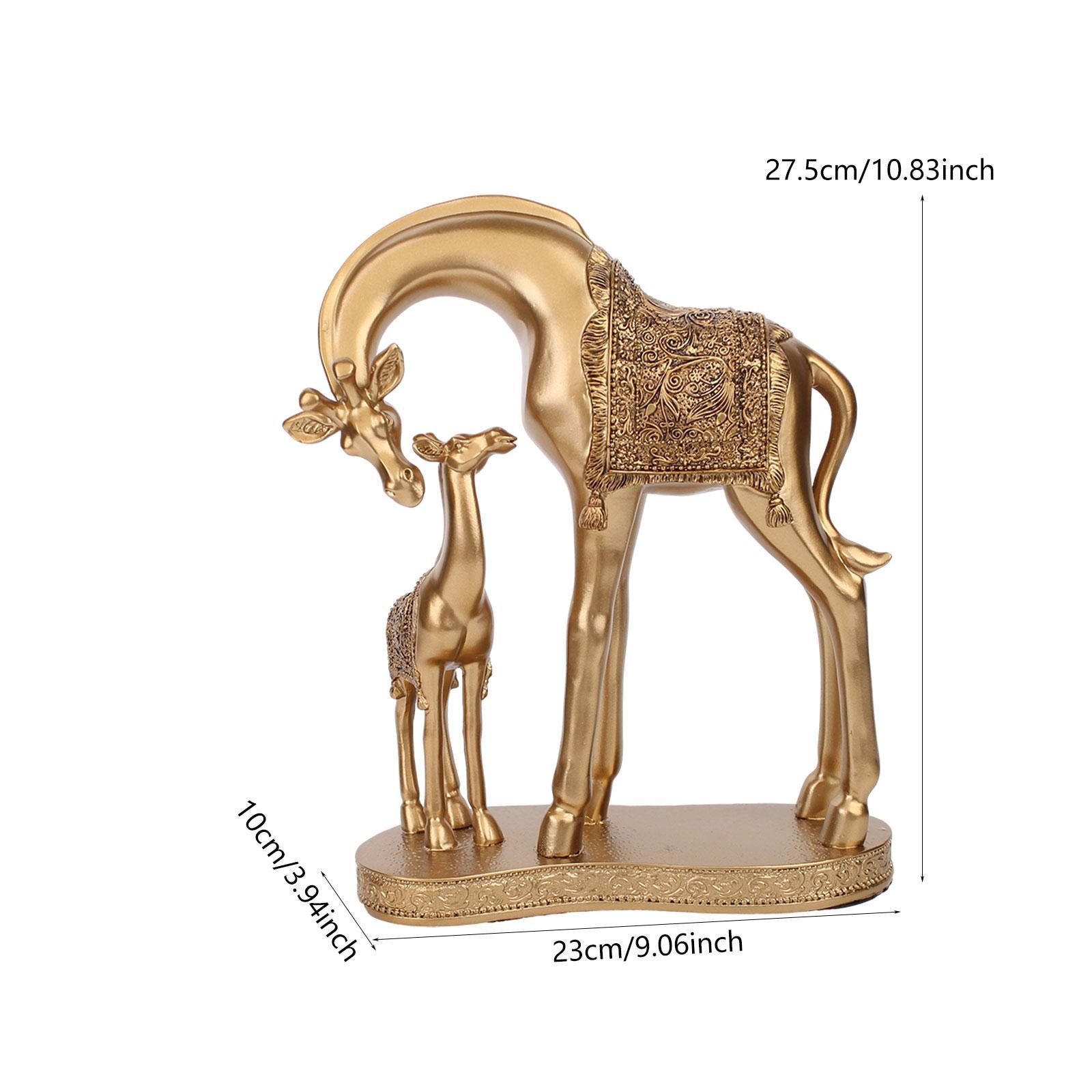 Giraffe Statue Resin Desktop Ornament for Living Room Table Centerpiece Desk Gold