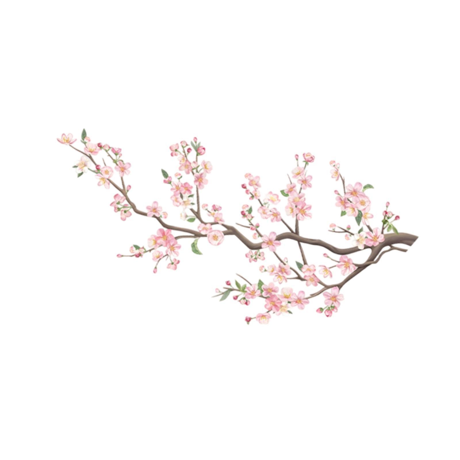 Peach Blossom Branch Wall Sticker PVC Flowers Wall Decal for Nursery Kitchen