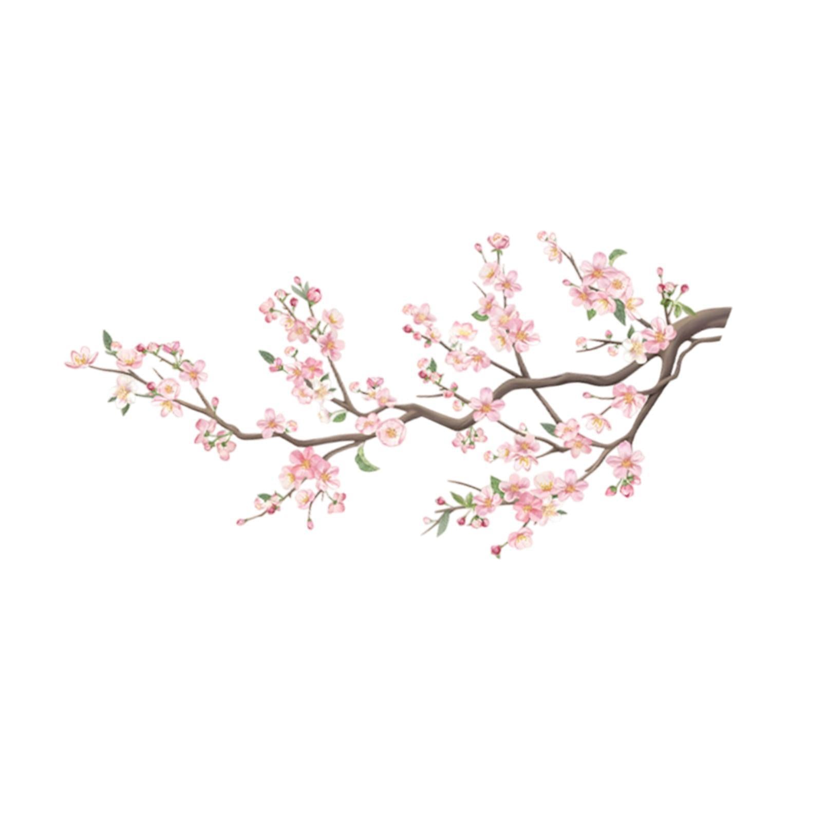 Peach Blossom Branch Wall Sticker PVC Flowers Wall Decal for Nursery Kitchen