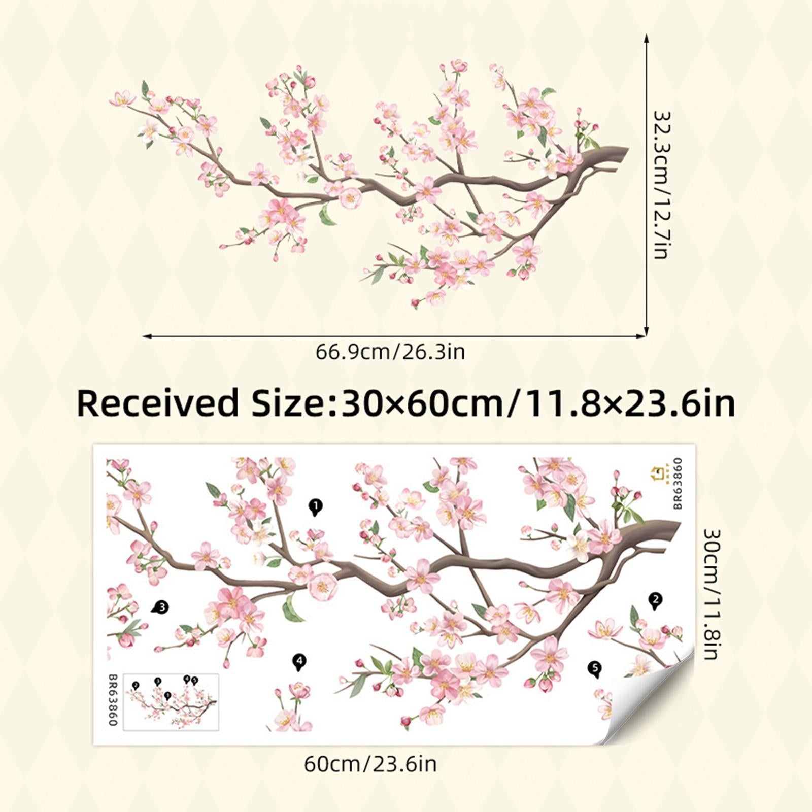 Peach Blossom Branch Wall Sticker PVC Flowers Wall Decal for Nursery Kitchen