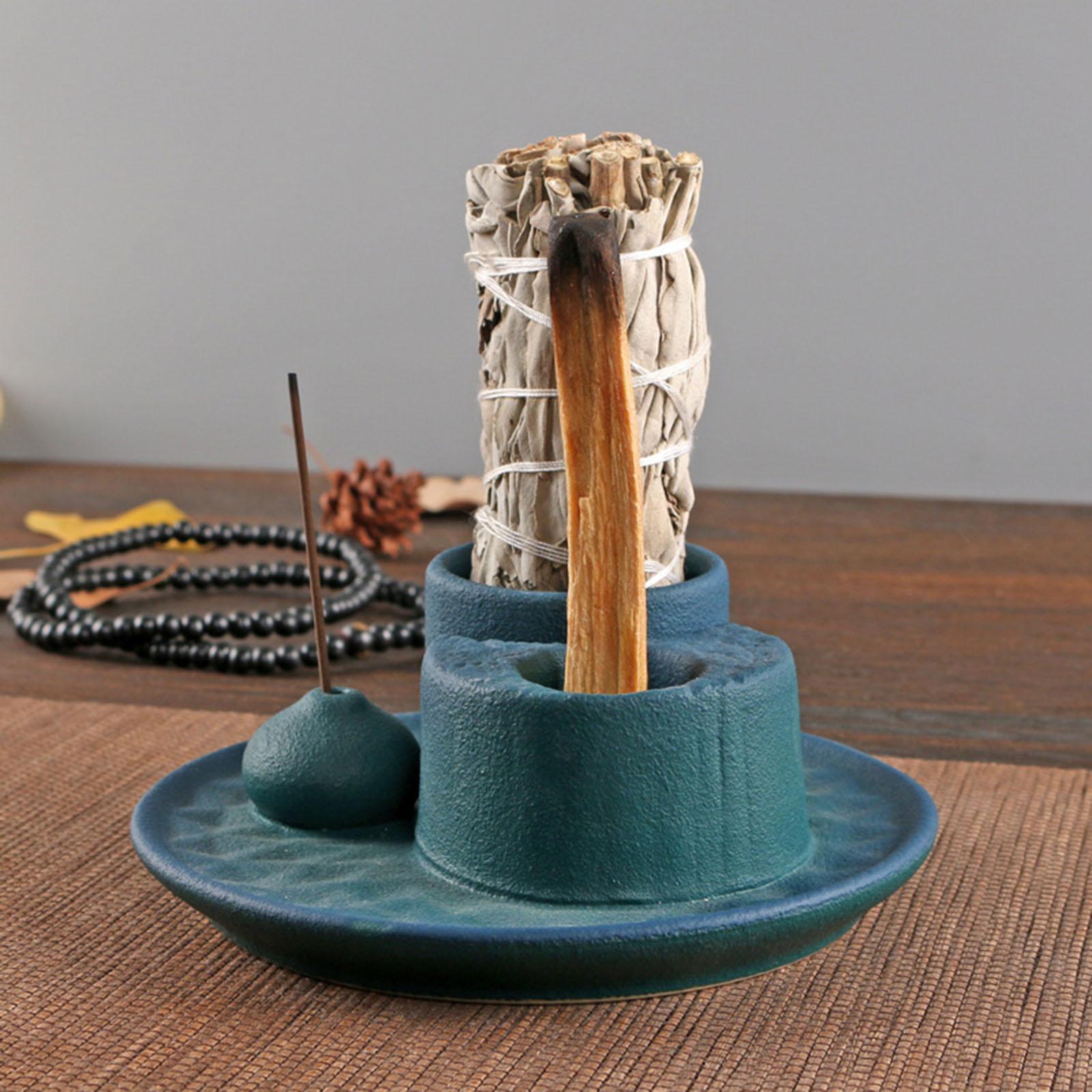 Palo Santo Sticks Holder Desk Incense Burner for Cabinet Bedroom Living Room Blue