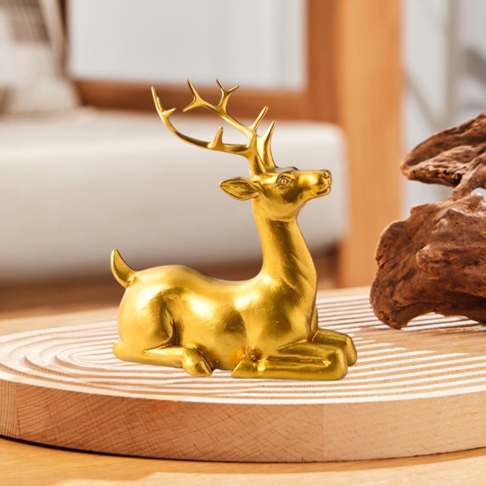 Deer Sculpture Housewarming Gift Desktop Decoration for Office Table Bedroom sitting gold