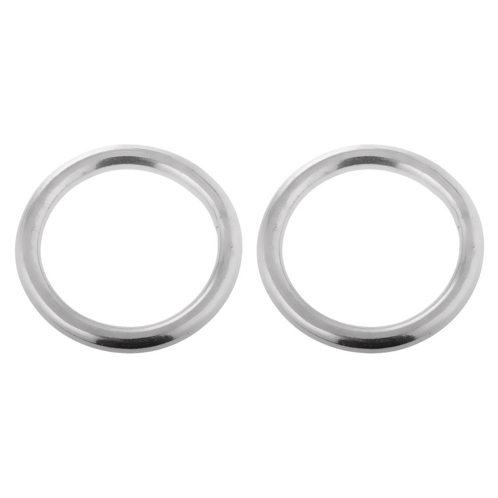 2x Boat Marine 304 Stainless Steel Polished O Ring Smooth Welded 8x80mm