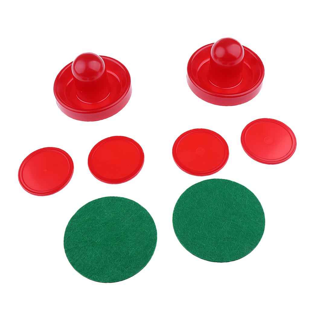 Sets of Two Air Hockey Pushers Strikers Goalies Plus Four Pucks S Red