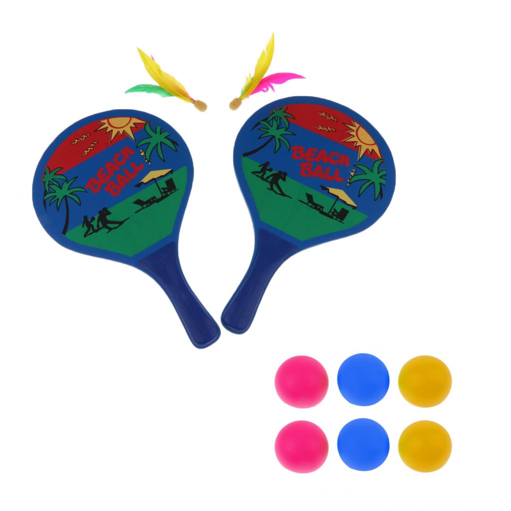 6pcs Table Tennis Balls Ping Pong Cat Balls + Beach Tennis Racquets