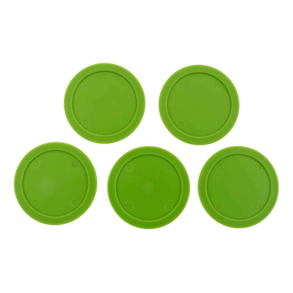 5 Pieces 62mm Air Hockey Replacement Pucks for Full Size Air Hockey Tables Green