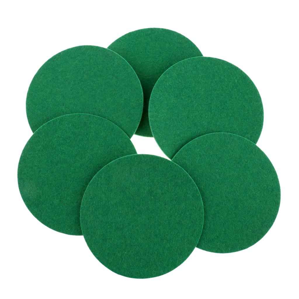6 Pieces Air Hockey Table Felt Pushers Replacement Felt Pads Green S