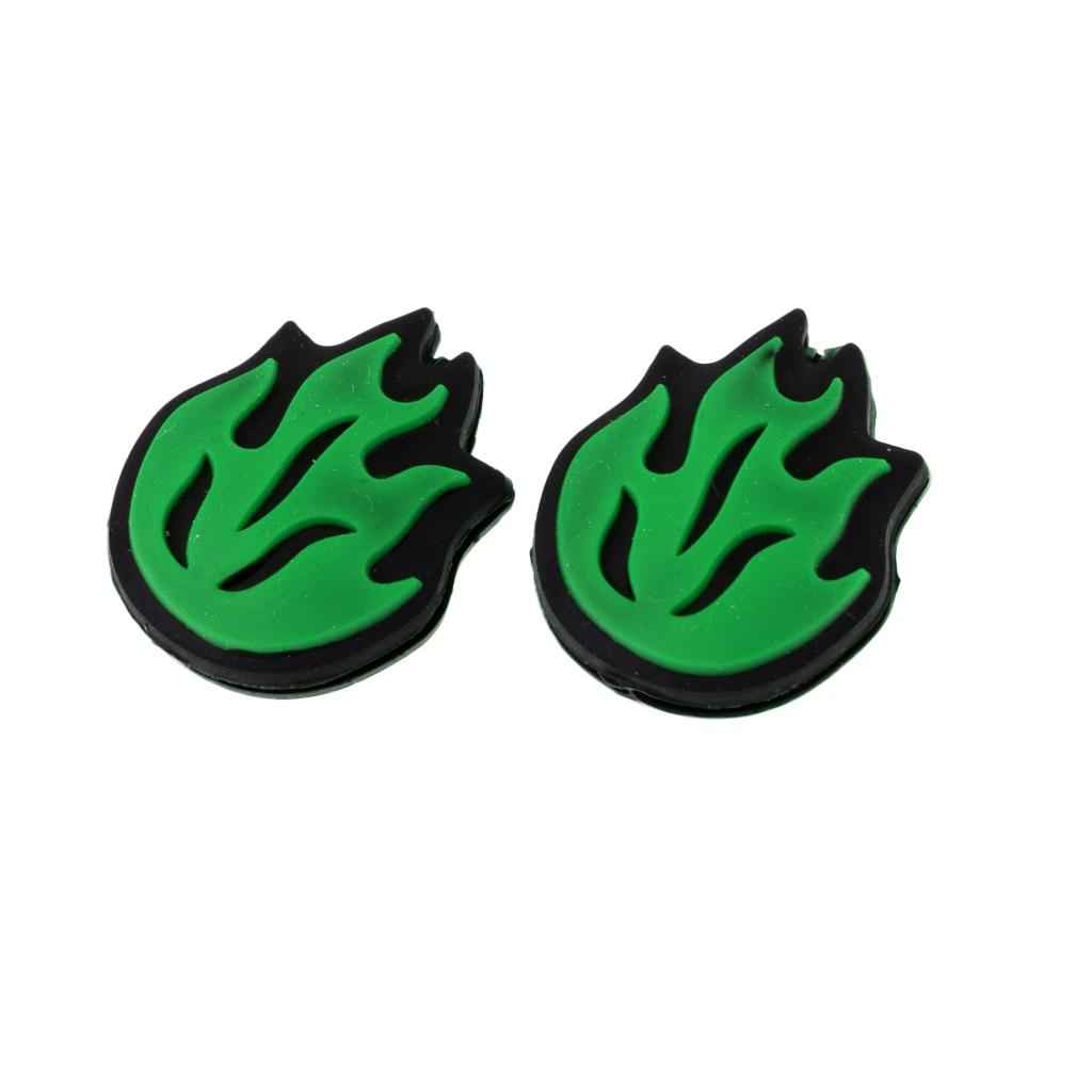 2 Piece Silicone Flame Tennis Racket Shock Absorber Shockproof Damper Green