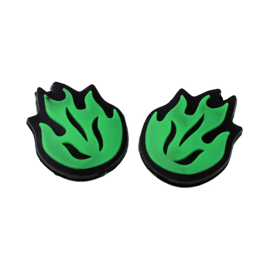 2 Piece Silicone Flame Tennis Racket Shock Absorber Shockproof Damper Green