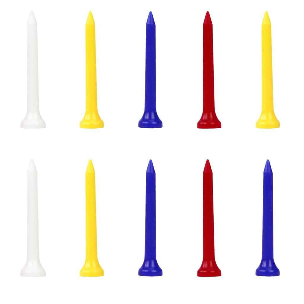10pcs Unbreakable Golf Tees Professional Plastic Nails Mixed Color 54mm
