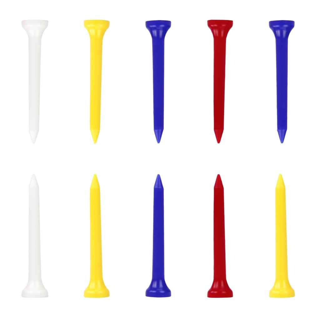 10pcs Unbreakable Golf Tees Professional Plastic Nails Mixed Color 54mm