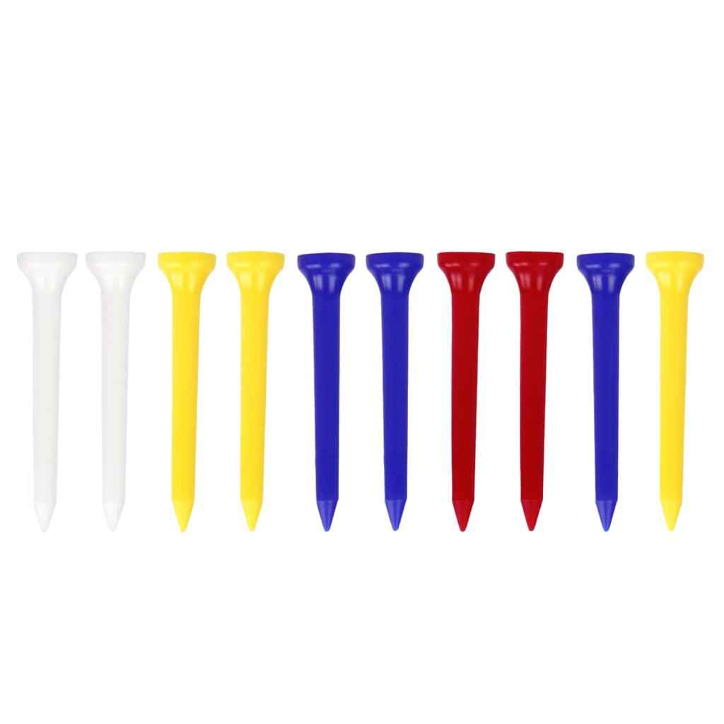 10pcs Unbreakable Golf Tees Professional Plastic Nails Mixed Color 54mm