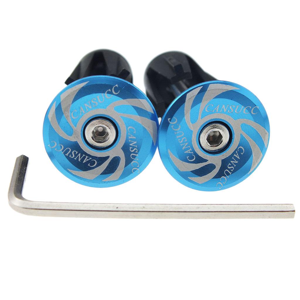 2xMTB Road Bikes Aluminum Handlebar End Plugs Bicycle Handle End Caps Blue