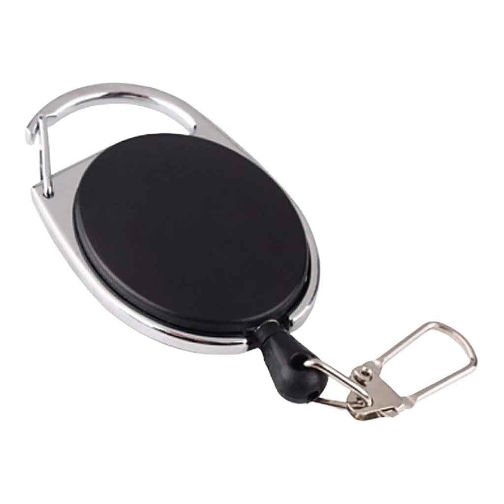 Retractable Key Chain Reel Holder Steel Recoil Ring Belt Clip Hook Carabiner