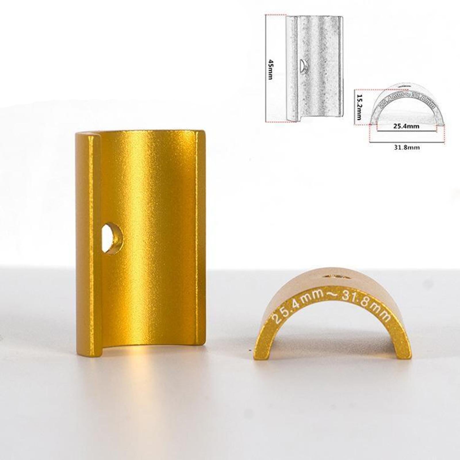 4xBike Stem 25.4 to 31.8mm Shim Handlebar Adapter Spacer - 1 Pair Golden