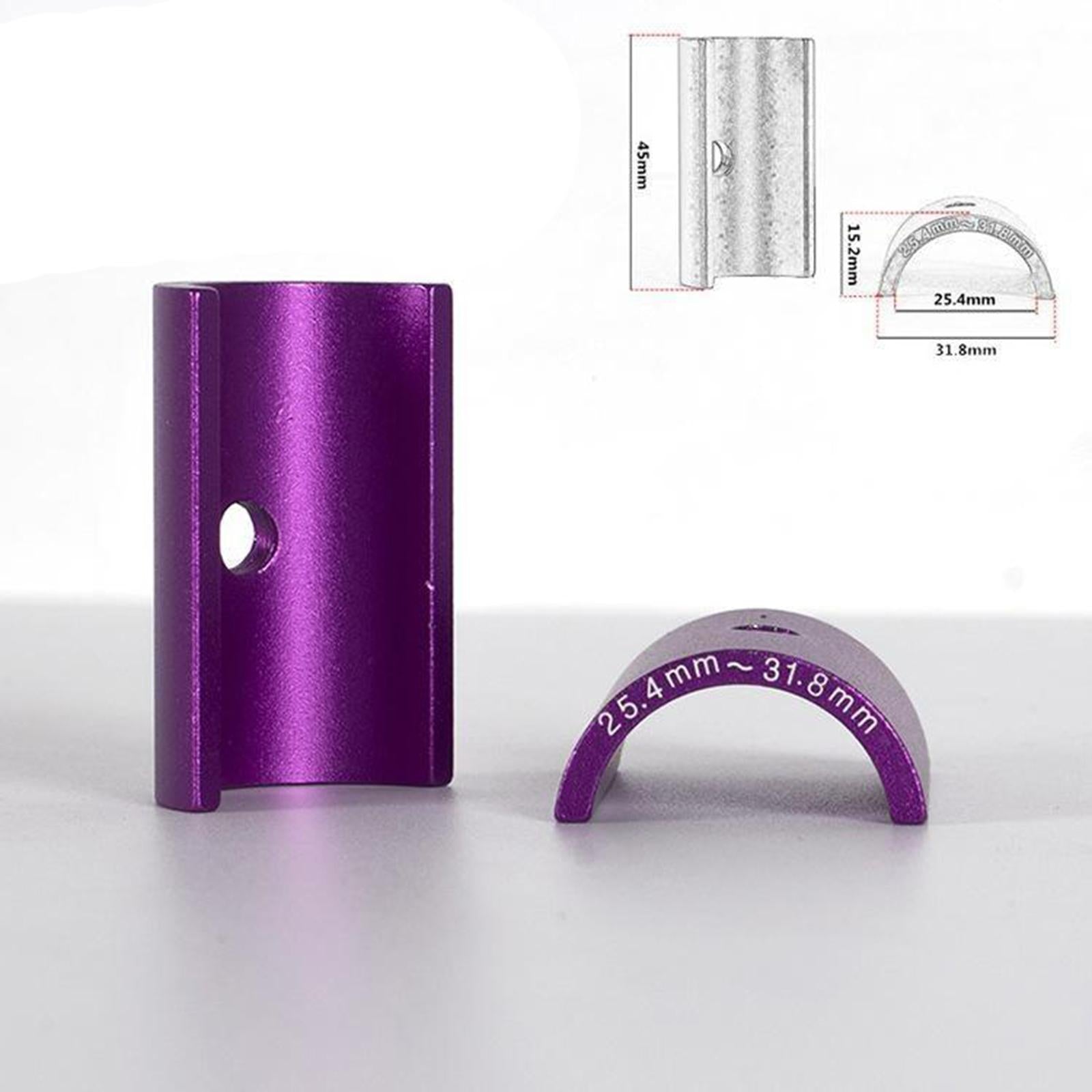 2xBike Stem 25.4 to 31.8mm Shim Handlebar Adapter Spacer - 1 Pair Purple