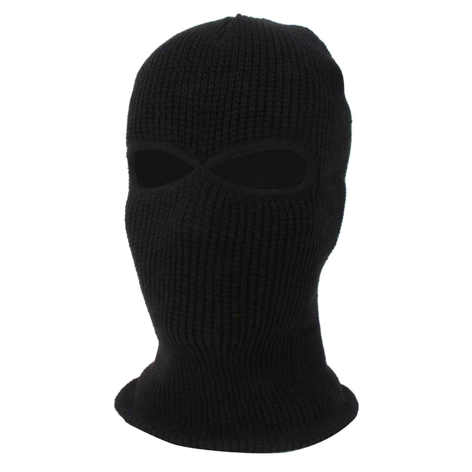 2/3-Hole Knitted Full Face Cover Ski Mask Winter Beanie Hat black 2 hole
