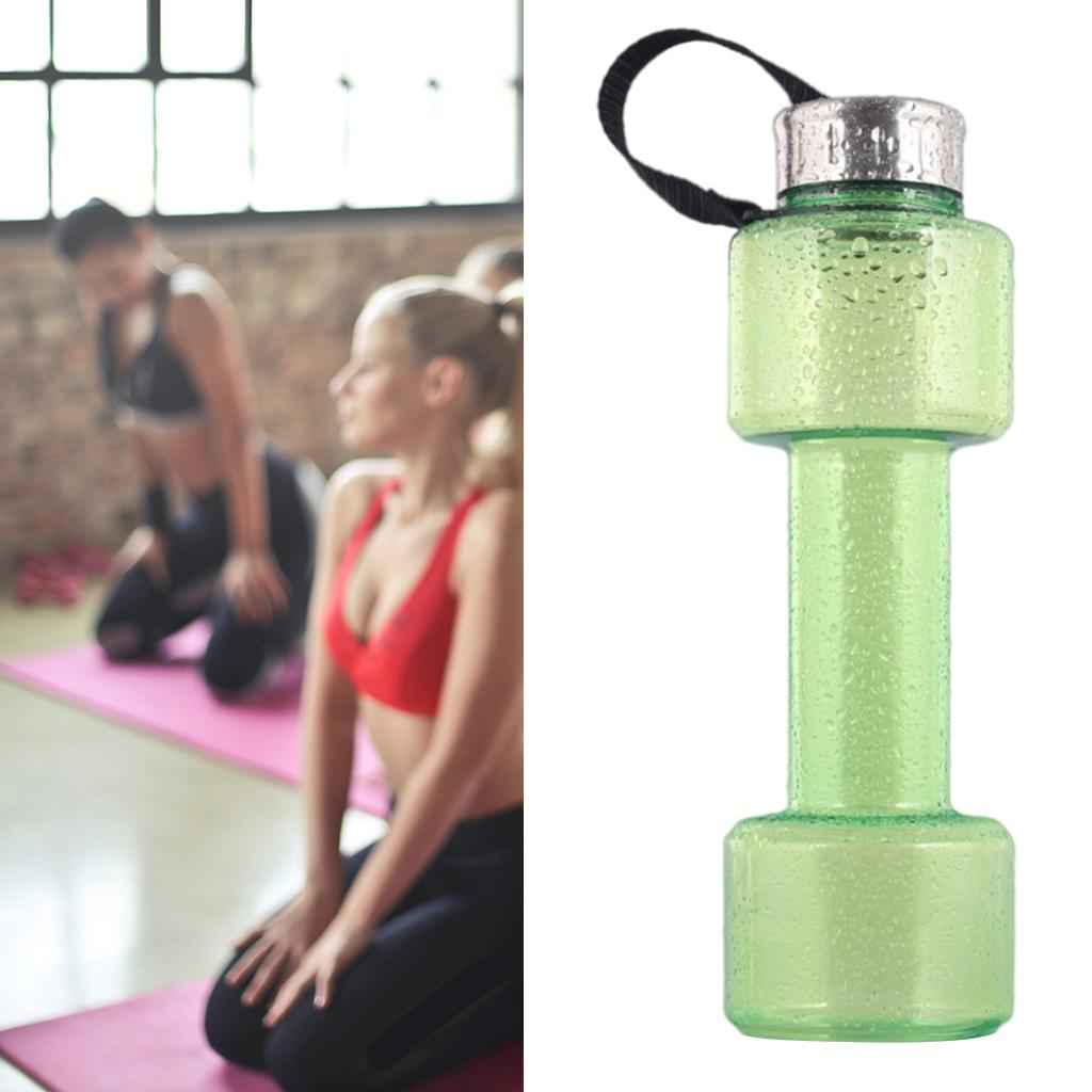 Dumbbell Water Bottle Sports Leakproof Exercise Water Filled Weights Green