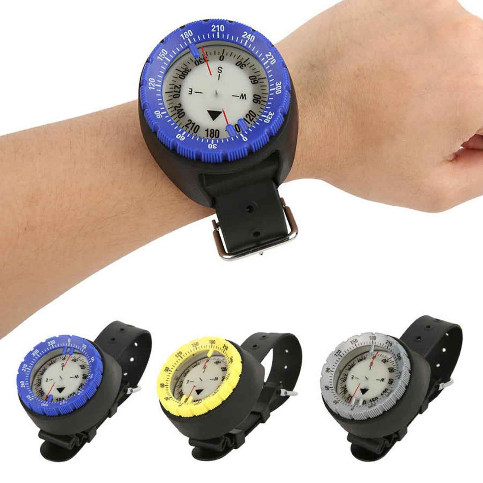 Scuba Dive Underwater Wrist Compass Gauge Max Depth 50m Waterproof Gray